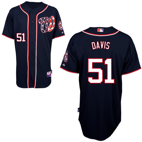 Erik Davis #51 Youth Baseball Jersey-Washington Nationals Authentic Alternate 2 Navy Blue Cool Base MLB Jersey